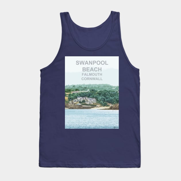 Swanpool Beach Falmouth Cornwall. Cornish gift. Travel poster Tank Top by BarbaraGlebska